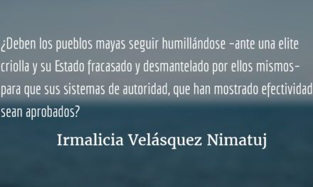 ¿Qué hacer? ¿Qué camino tomar? (XI). Irmalicia Velásquez Nimatuj.