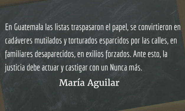 Listas como símbolos de terror. María Aguilar.