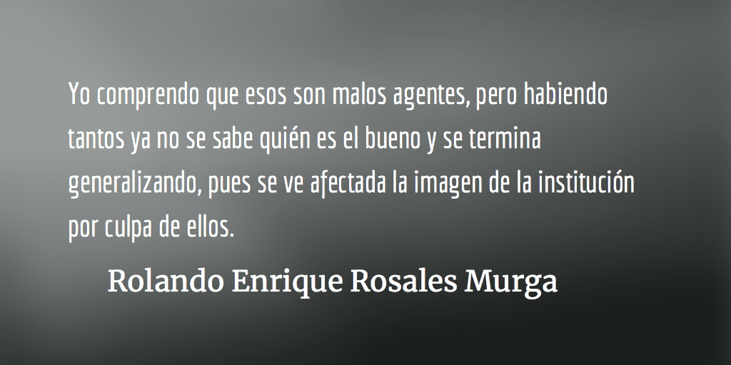 Intimidado por la PNC.  Rolando Enrique Rosales Murga.